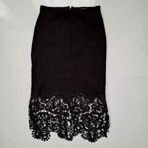 Guess Black Midi Skirt with Wide Lace Trim